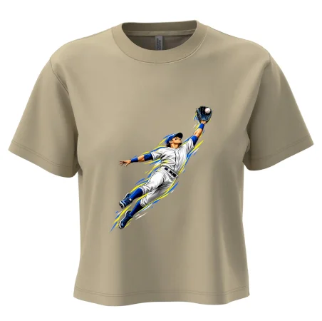 Baseballový polař chytá míček ve výskoku