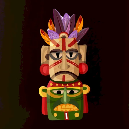 Mayová maska s perím