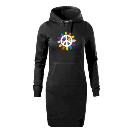 Peace symbol s kreslenou kvetinou
