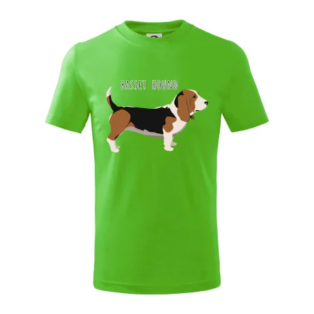 Basset hound pes s nápisom