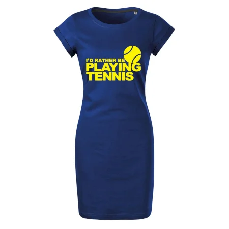 Playing tennis