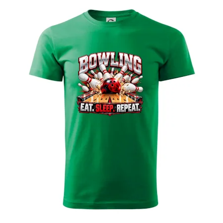 Bowlingová guľa a kolky eat sleep repeat
