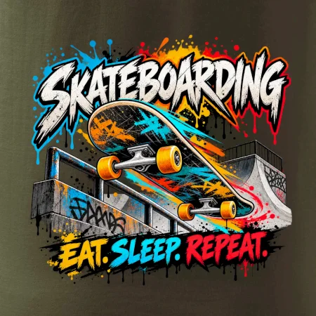 Skateboard ve street stylu eat sleep repeat