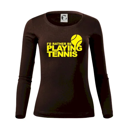 Playing tennis