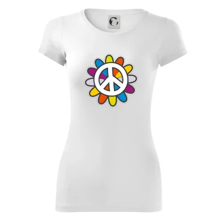 Peace symbol s kreslenou kvetinou