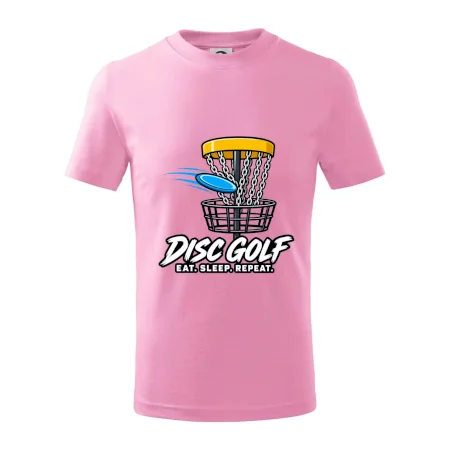 Discgolfový kôš s letiacim diskom eat sleep repeat