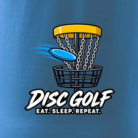 Discgolfový kôš s letiacim diskom eat sleep repeat