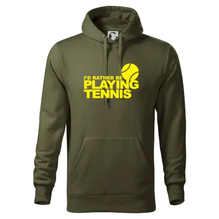 Playing tennis
