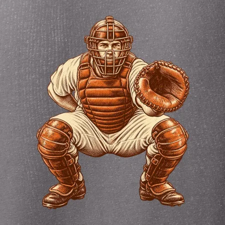 Baseballový catcher retro rytina
