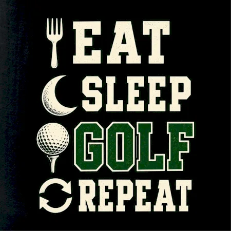 Eat sleep golf repeat typografie