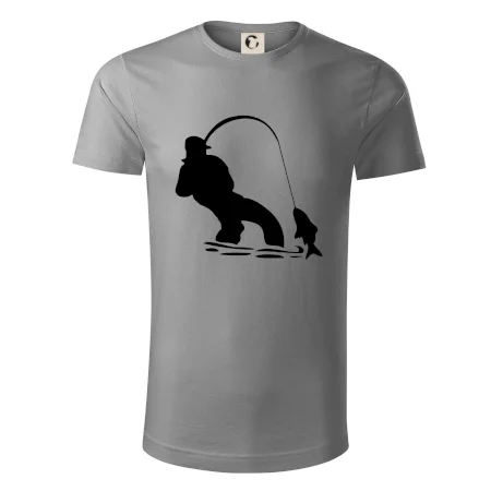 Rybár ťahajúce rybu