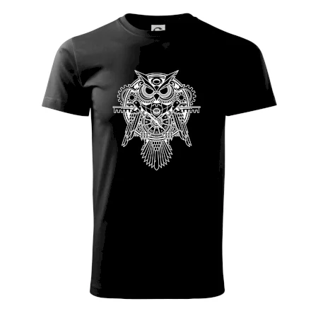 Steampunk sova čiernobiela