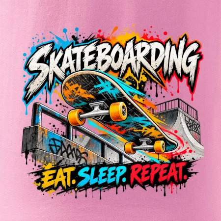 Skateboard ve street stylu eat sleep repeat