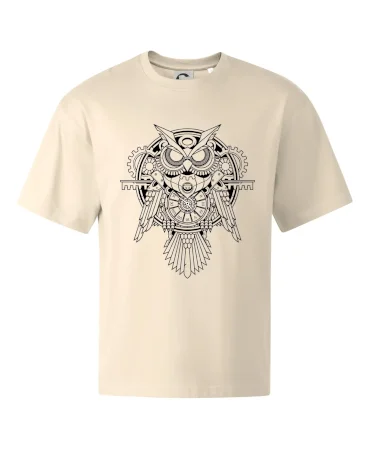 Steampunk sova čiernobiela