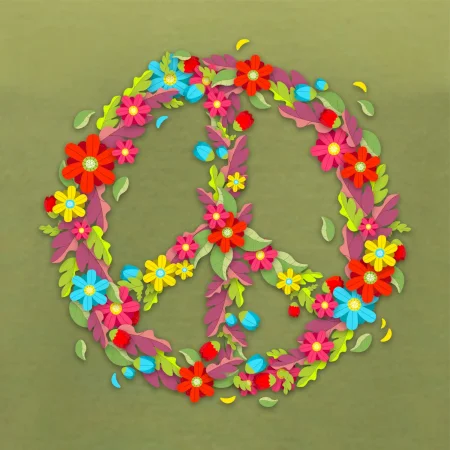 Peace symbol červené kvety
