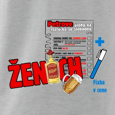 Tričko na rozlúčku s úlohami na chrbte + nápis ženích
