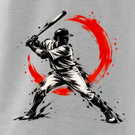 Baseballový pálkař japonská tušová malba