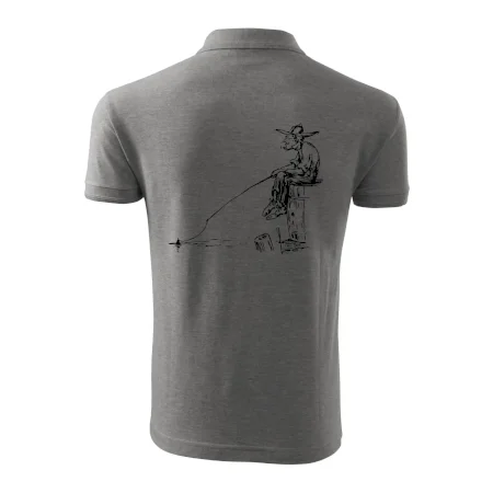 Kreslený rybár na pni