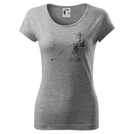 Kreslený rybár na pni