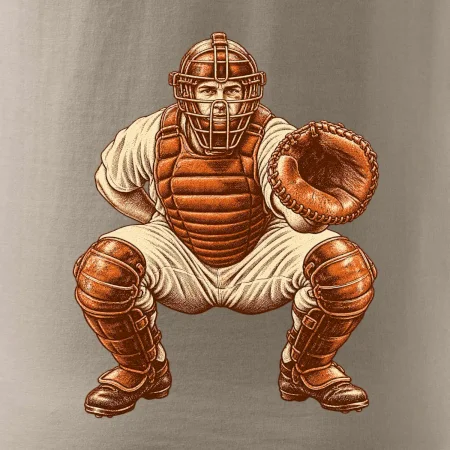Baseballový catcher retro rytina