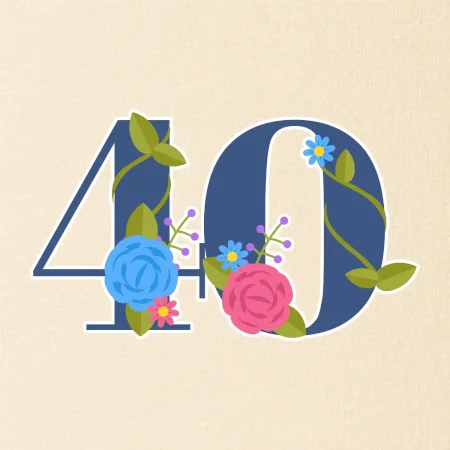 Kvetinové číslo kreslené - 40