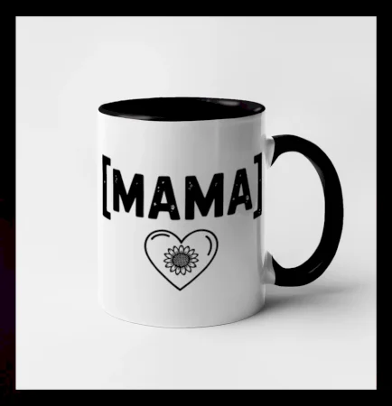 Mama nápis a srdce a slnečnice