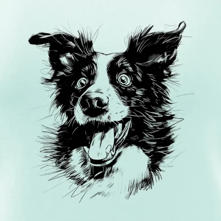 Čiernobiela karikatúra Border kólia