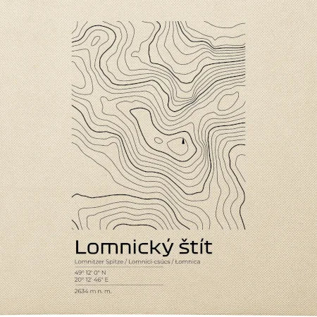 Lomnický štít - vrstevnice v obdĺžniku