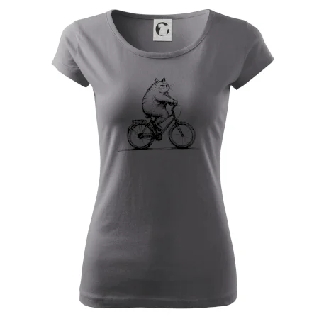 Tučná mačka na bicykli
