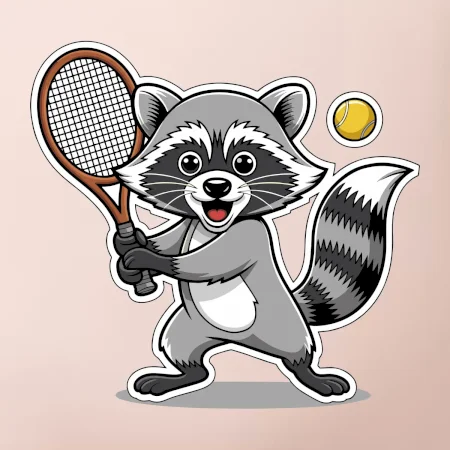 Mýval hrá tenis kreslený