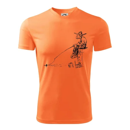 Kreslený rybár na pni