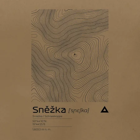 Snežka - vrstevnice v obdĺžniku
