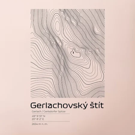 Gerlachovský štít - vrstevnice v obdĺžniku