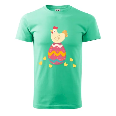 Sliepka sediaca na veľkonočnom vajci