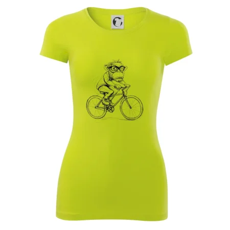 Opice s okuliarmi na bicykli