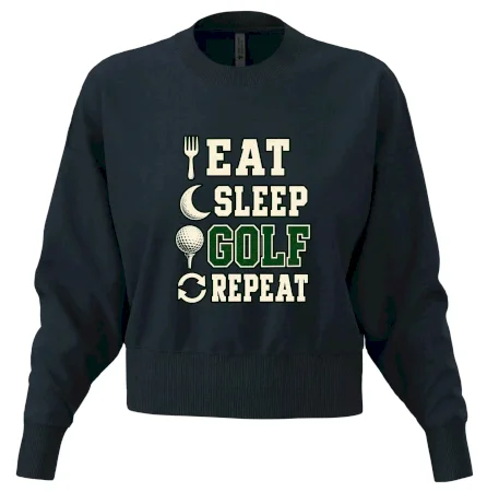 Eat sleep golf repeat typografie
