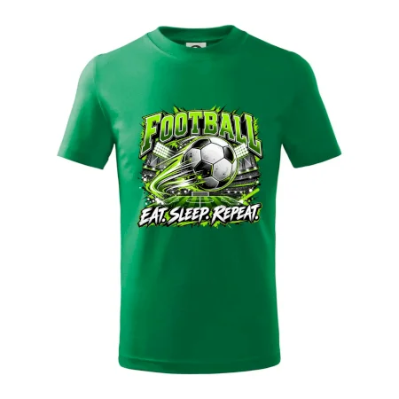 Futbalová lopta a štadión eat sleep repeat