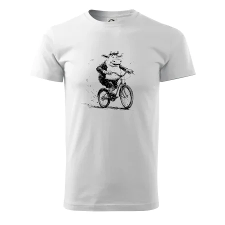 Tučná krava na bicykli