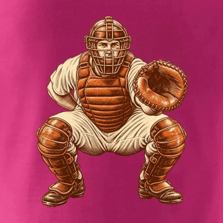 Baseballový catcher retro rytina
