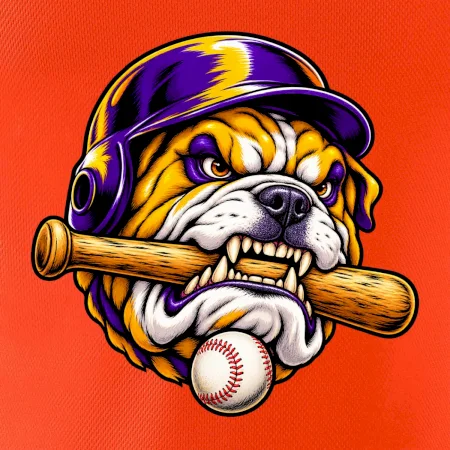 Baseballový buldok s pálkou