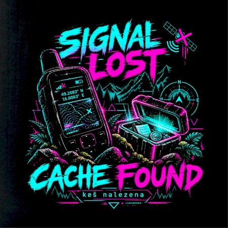Signal lost cache found neonový GPS motiv