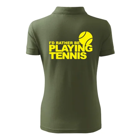 Playing tennis