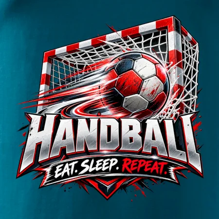 Hádzanárska lopta v bránke eat sleep repeat