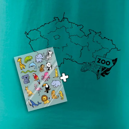 Tričko s mapou + ZOO nažehlovačky