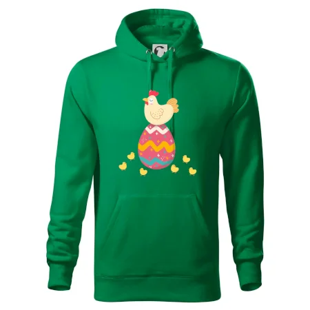 Sliepka sediaca na veľkonočnom vajci