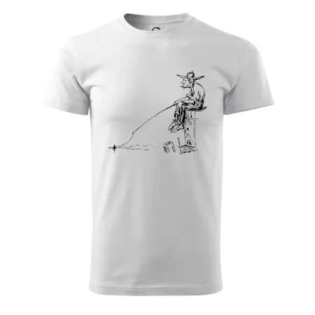 Kreslený rybár na pni