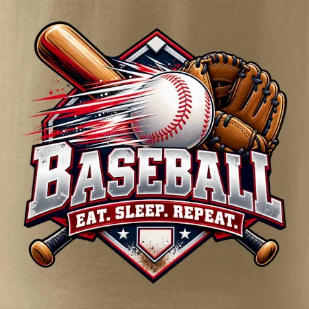 Baseballová pálka s rukavicou eat sleep repeat