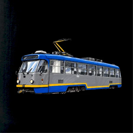 T3R SLF modrošedá kresba fixem