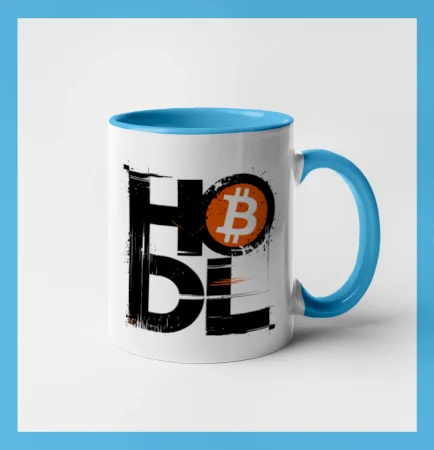Hodl velký nápis a logo BTC