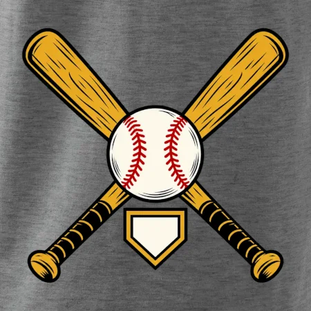 Zkřížené baseballové pálky a míček